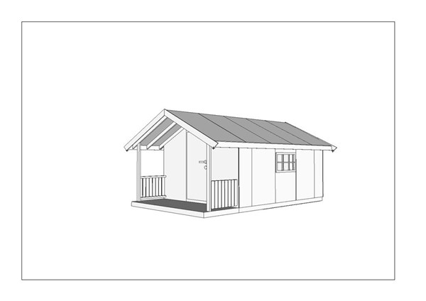 SkaatunBoden 400 - 12m2 med 1m takutstikk og terrasse.
