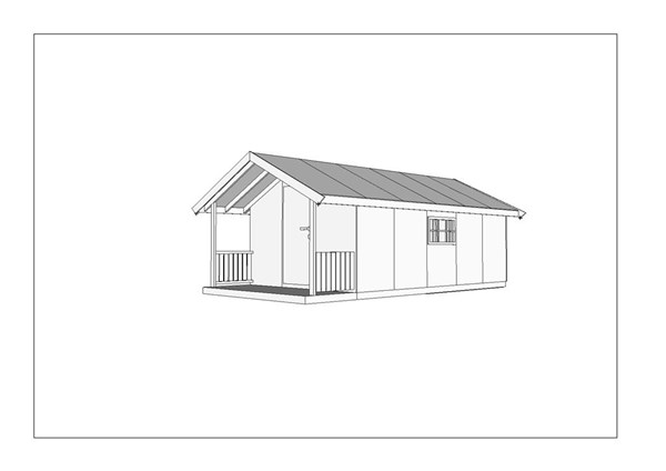 SkaatunBoden 500 - 15m2 med 1m takutstikk og terrasse.