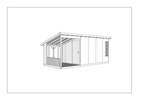 SkaatunBoden Funkis 400 - 10m2 med 2 m takutstikk.